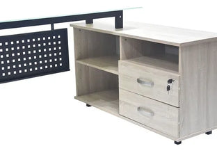 ESCRITORIO EKM-3517NG EN L VIDRIO 165X76X120  3517A