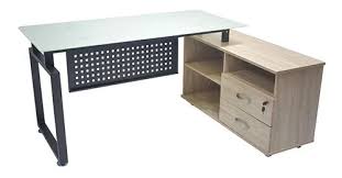 ESCRITORIO EKM-3517NG EN L VIDRIO 165X76X120  3517A