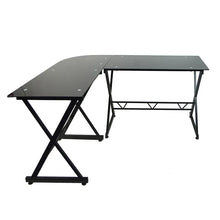 ESCRITORIO EN L VIDRIO NEGRO EKME90