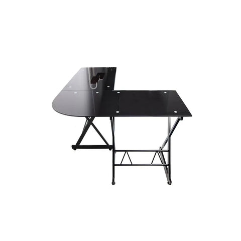 ESCRITORIO EN L VIDRIO NEGRO EKME90