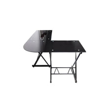 ESCRITORIO EN L VIDRIO NEGRO EKME90
